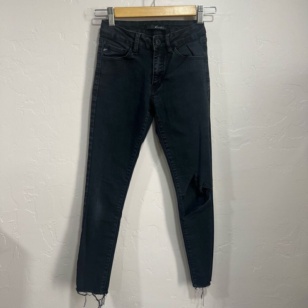 Kancan Jeans Black denim Raw Hem Skinny Stretch 0/23